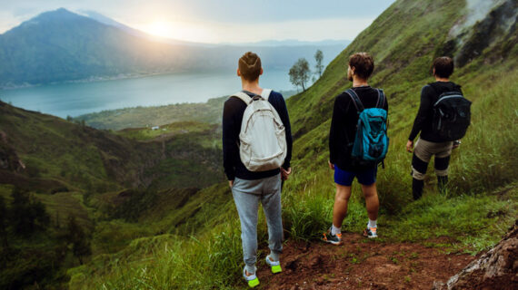 mountain freedom concept ascent to the volcano travel guide equipment