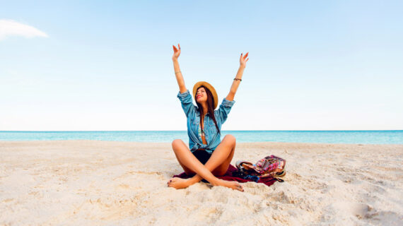 woman having fun and enjoying her summer vacation