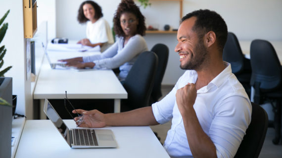 thrilled male employee