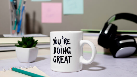 inspirational quote written on mug