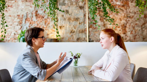 woman Interview in cafe