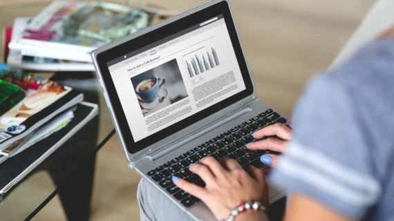 Woman working on a laptop