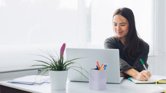 Business woman working at home