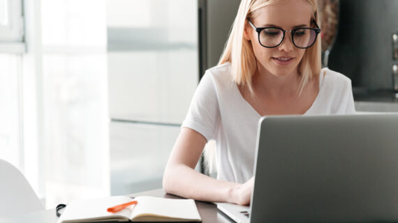 cheerful woman working