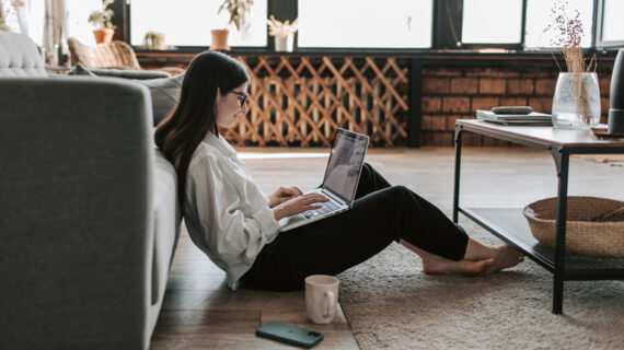 Woman working at home