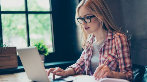 Woman working using her laptop