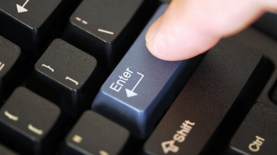 person clicking the enter botton