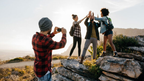 group of people taking photos