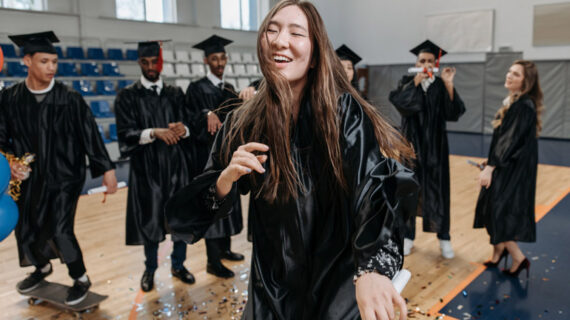 woman in graduation gown