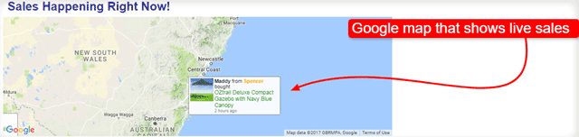 Google map that shows live sales