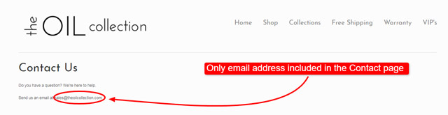 email address included in the contact page