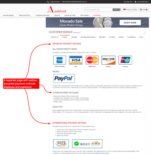 various payment methods