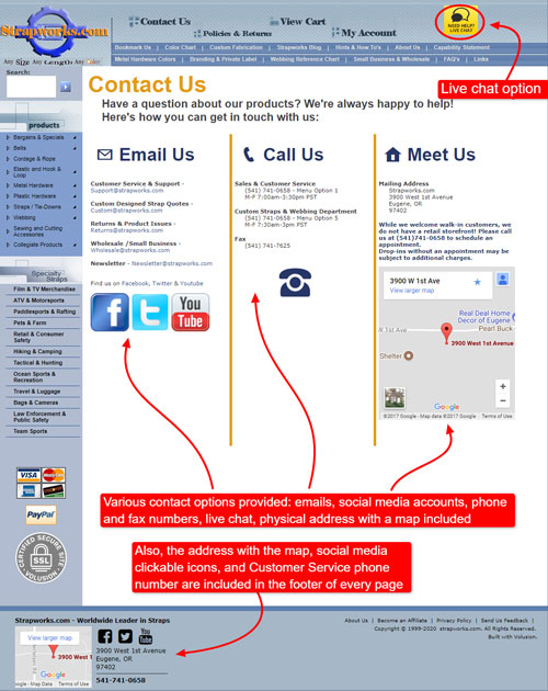 website contact page