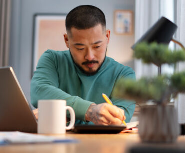 Medium shot man working from home