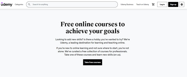 Udemy homepage: learning that gets you