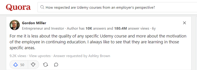 Gordon Miller's Quora screenshot