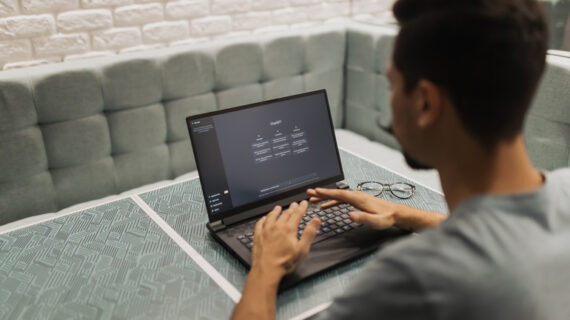 person working on laptop