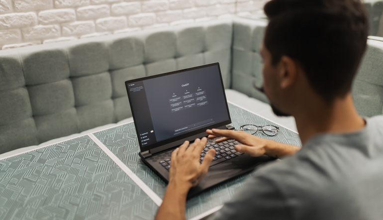 person working on laptop